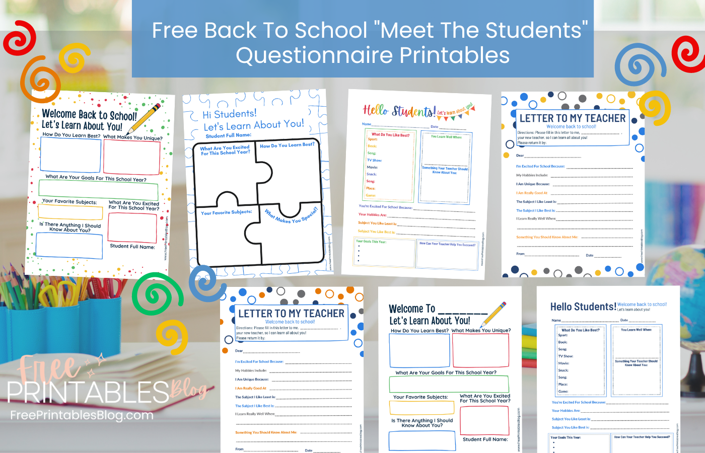 Back to school get to know you printables for teachers to give to ...